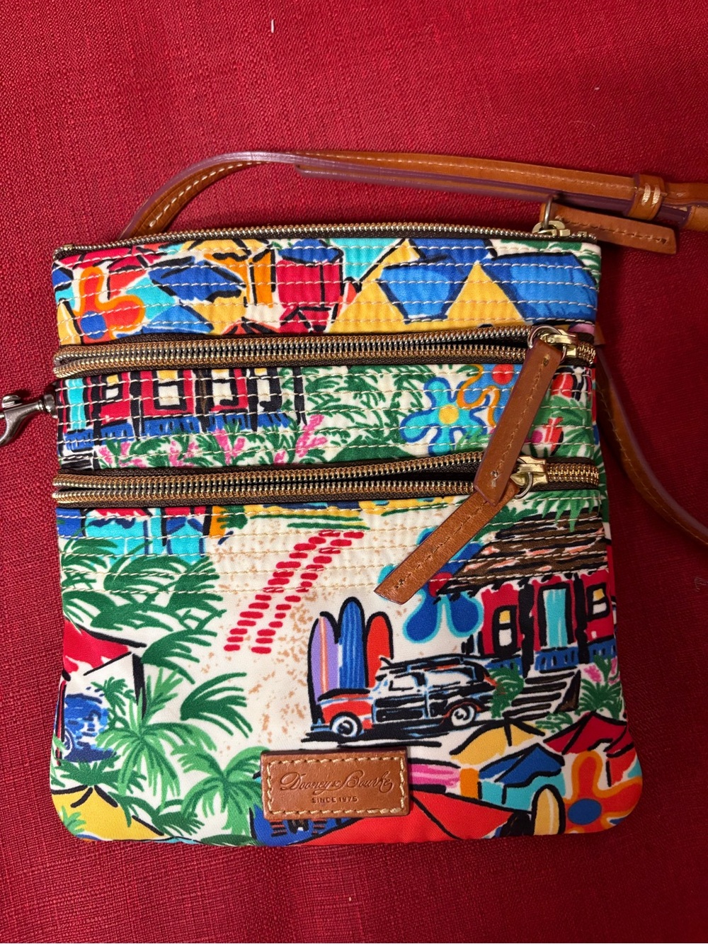Dooney & Bourke Colorful Tropical Print Canvas Crossbody